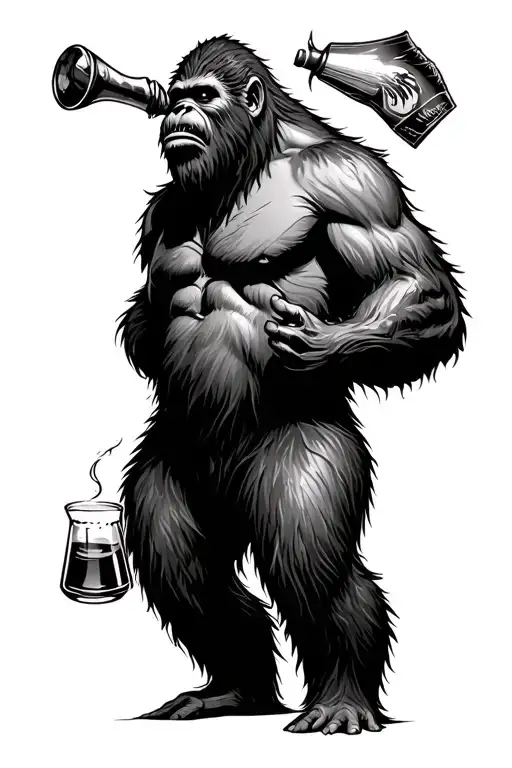 A Bigfoot Drinking Mead And Playing A Ttrpg