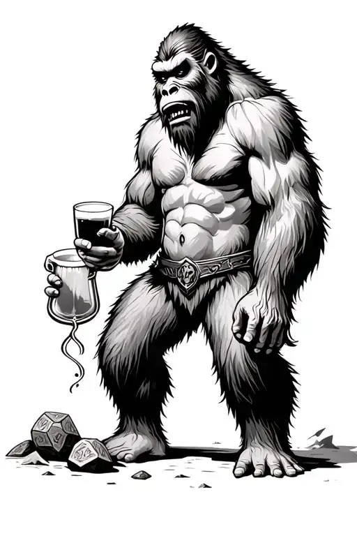 A Bigfoot Drinking Mead And Playing Dungeons And Dragons