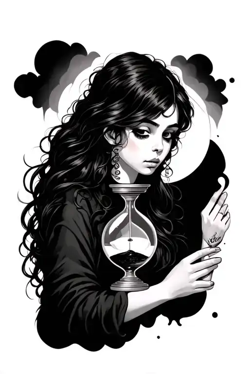 Girl Holding Hourglass