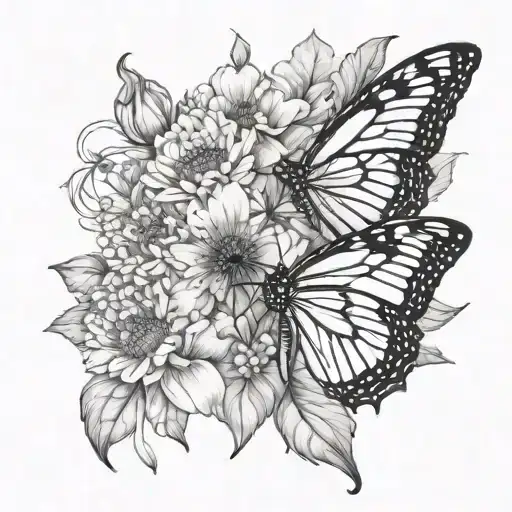 Butterfly With May And March Birth Flowers