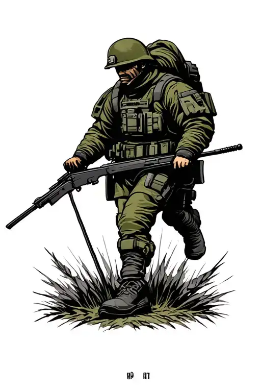 Army Man Silhouette Army Green With Valiant In Old English Underneath