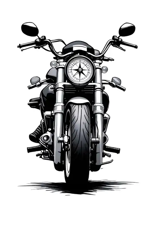 Motorcycle With Compass Surrounded