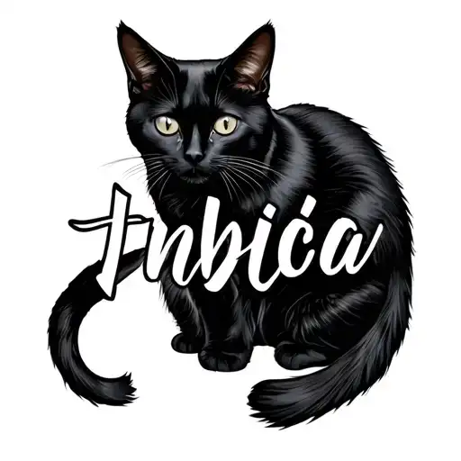 All Black Cat Silhouette With The Name Indica