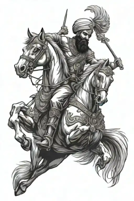Sikh Warrior Ride On Horse And Angry Face Made