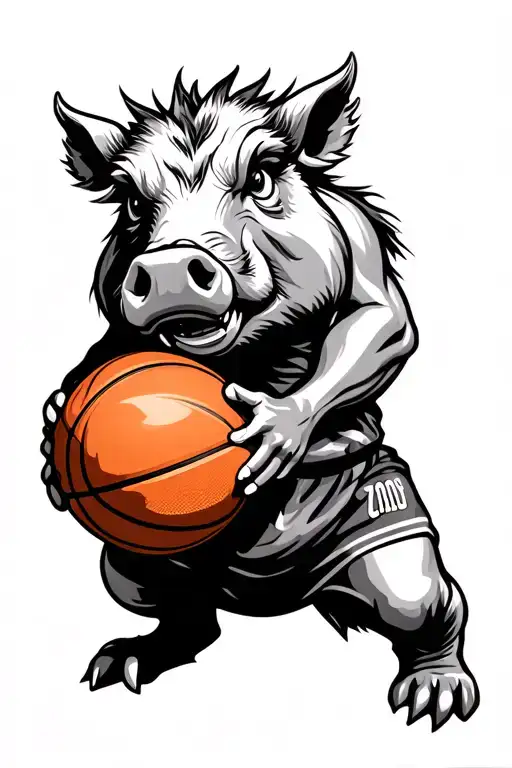 Hog Playing Basketball