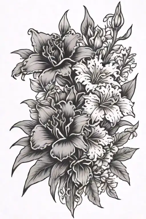 Carnation And Larkspur And Gladiolus Flower Bouquet