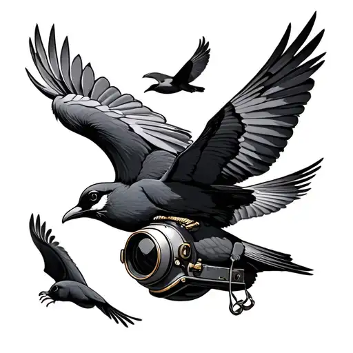 Several Birds That Take Flight By Diving Helmet