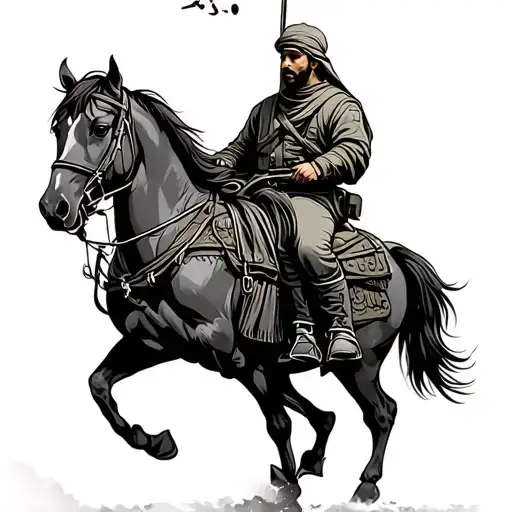 Arabic Soldier Ridding A Horse