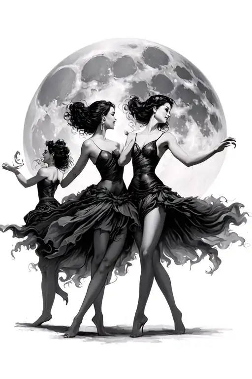 3 Women Dancing In The Moonlight X Oni