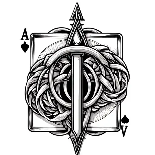 Libra Sign Intertwined With Cards Surrounded