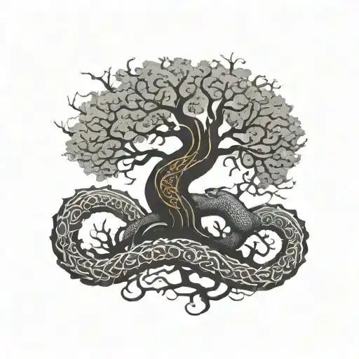Jormungandr Tree Norse Runes