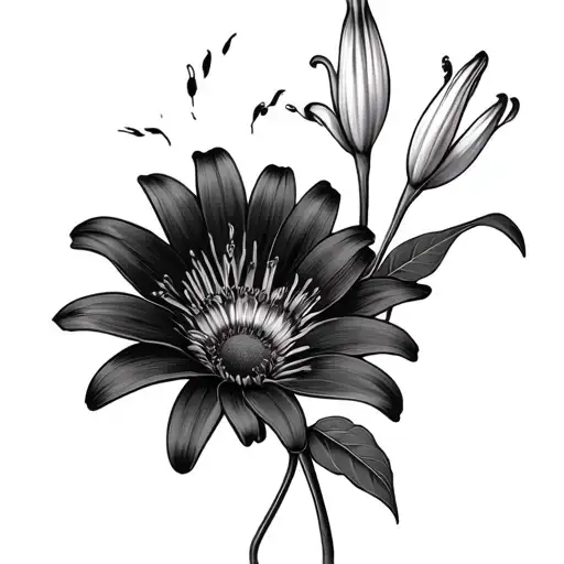 Lily Rose And Daisy Flower