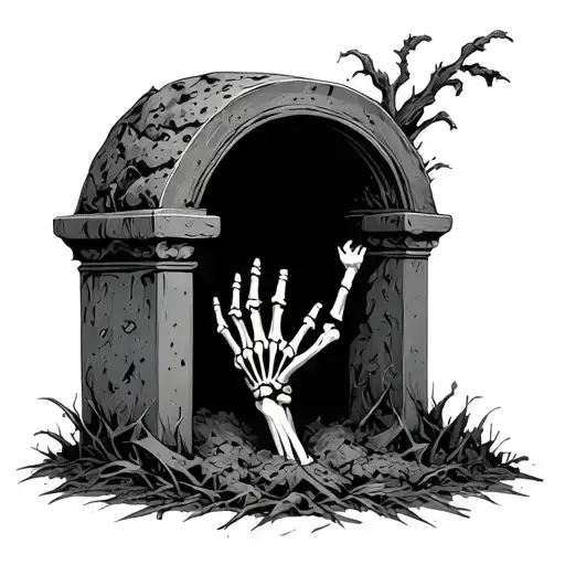 Skeleton Hand Coming Out Of Grave