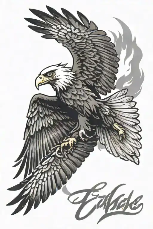 Full Eagle Flying With Strength And Courage Written