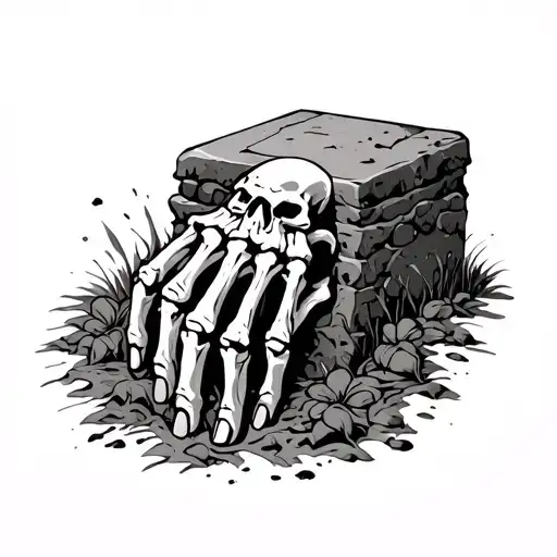 Skeleton Hand Coming Out Of Grave