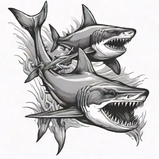 Shark Swimming Together