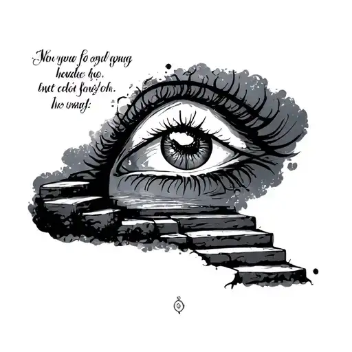 Stairs Leading And Quote And Eye Symbol Integrated