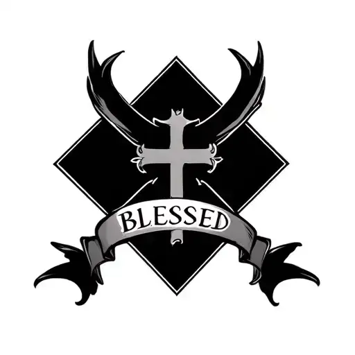 Black Cross With 'Blessed' Written Underneath
