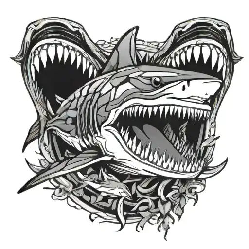 Stained Glass Shark Jaws Wide Open