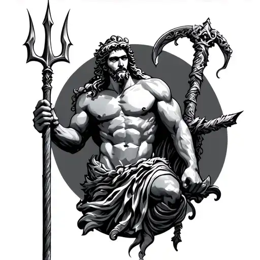 Poseidon Holding A Trident