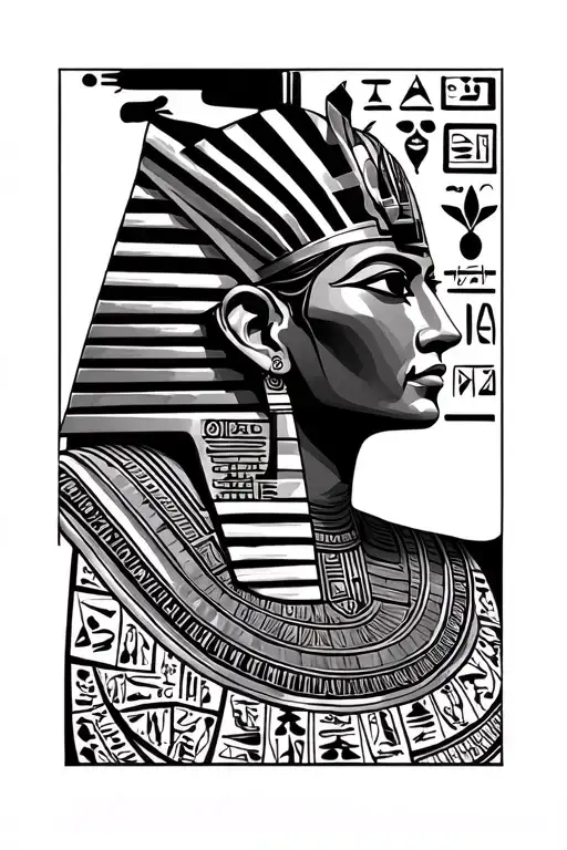 Pharaoh Modern Surrounded By Hieroglyphics Intertwined