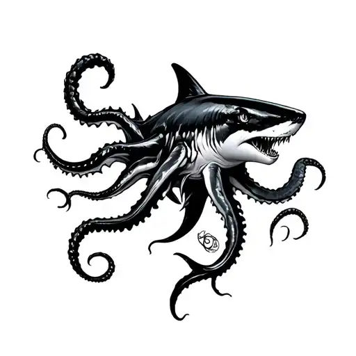 Kraken In The Depths With Sharks