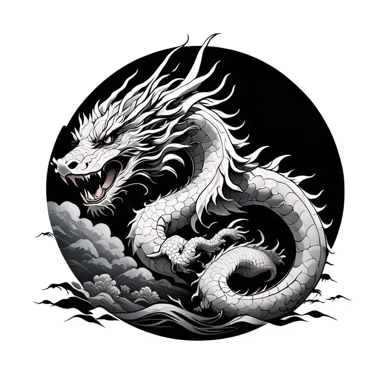 Korean Style Dragon With Landscape