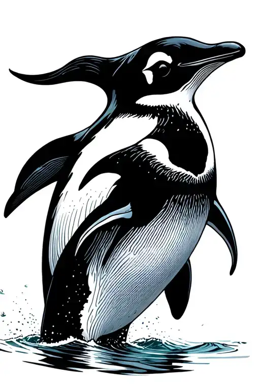 Penguin And Whale Swimming