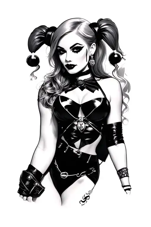 Sexy Harley Quinn Underboobs Top Half