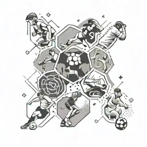 Sports Events In Hexagons Containing Scenes In Each