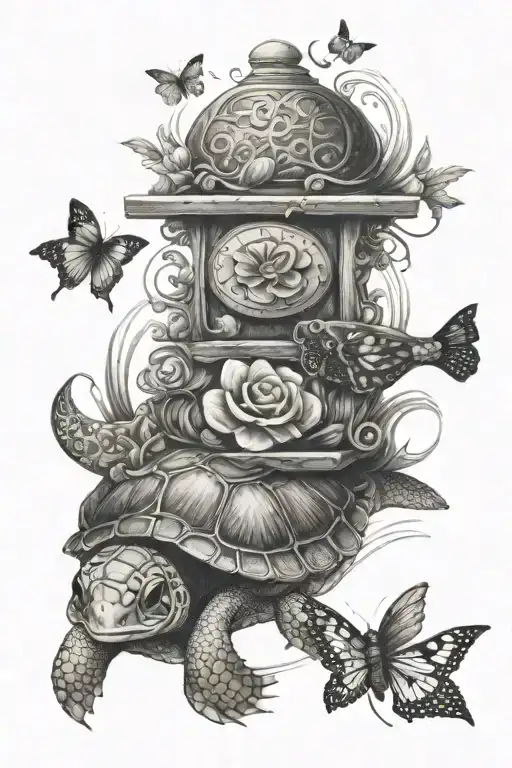Patience With Turtle And Butterfly