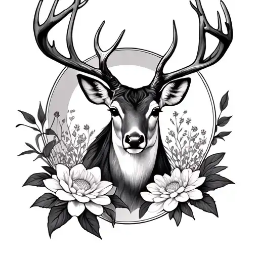 Dinner Plate Dahlia With Deer Surrounded