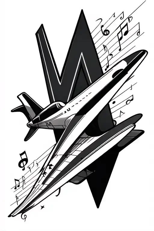 Paperplane With Music Symbols And V And B I Want