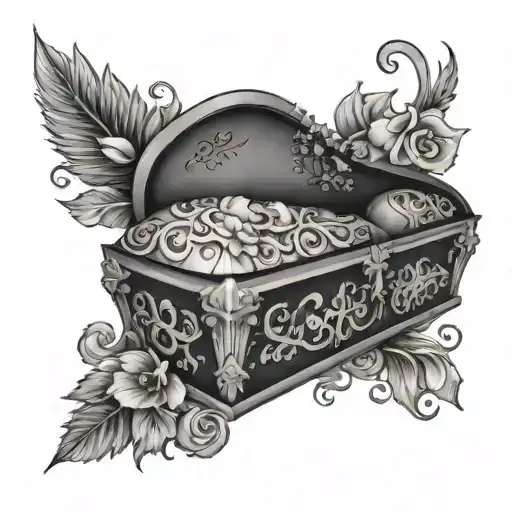 Casket With Artistic Design Inside