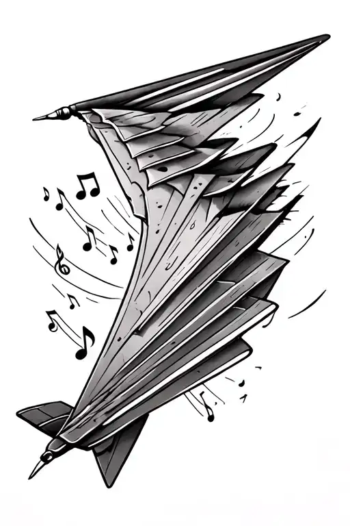 Paperplane With Music Symbols