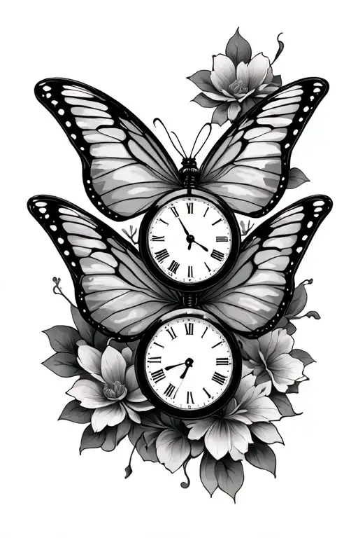 Butter Fly With 2 Clocks Side By Side