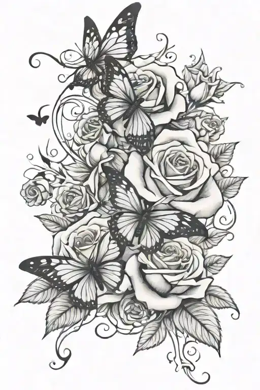 Butterflys Roses Vines Wrapping
