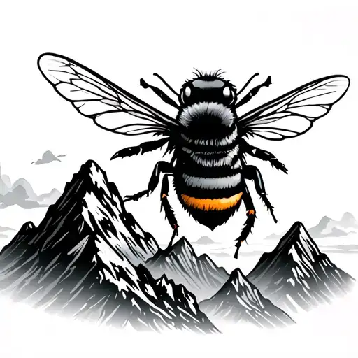 Bee Flying Over A Mountain