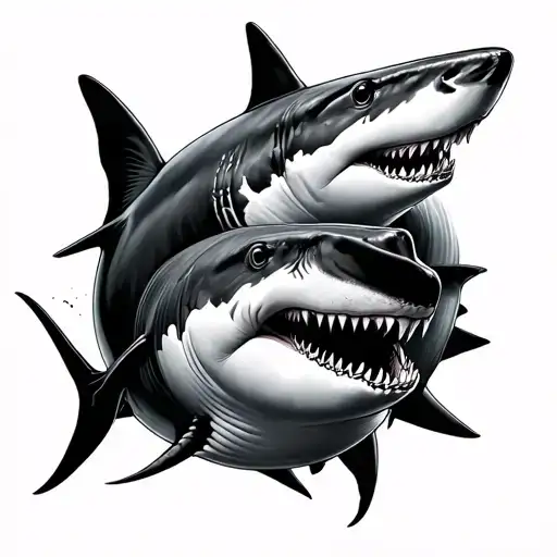 Two Sharks Swimming