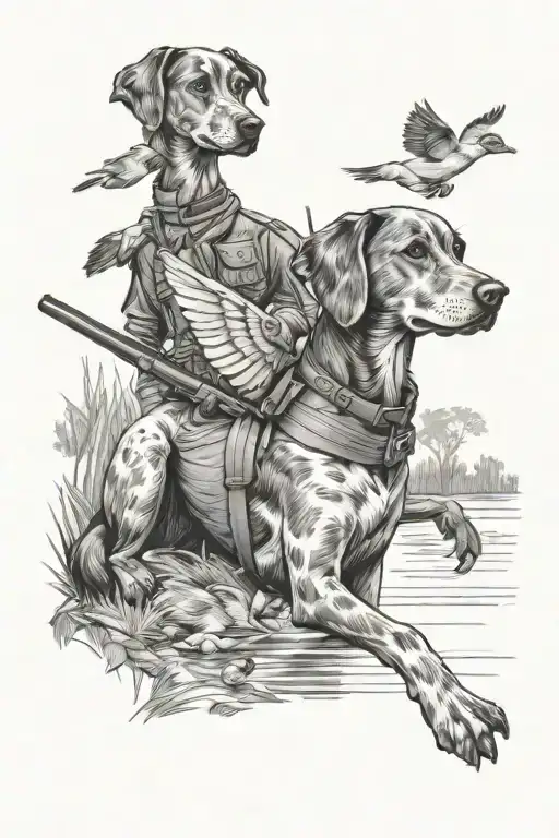 Duck Hunting And Dog Wearing