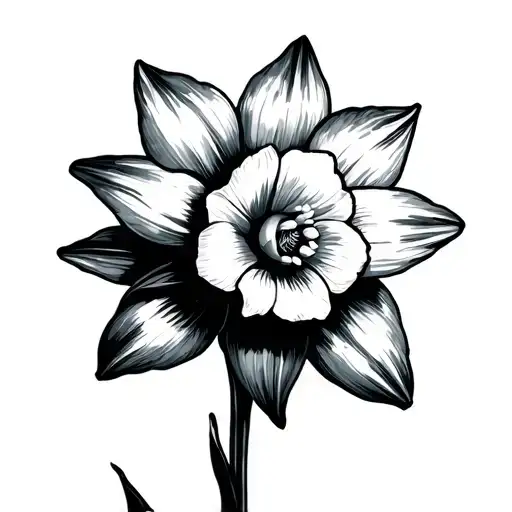 Traditional Daffodil Flower Black And White