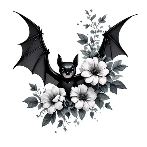 Flowers And Bat Flying