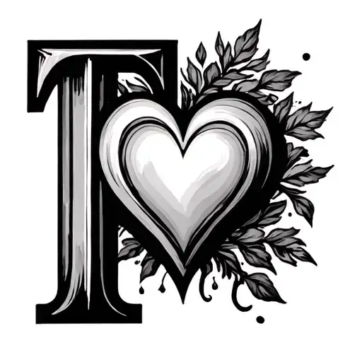 T Initial With Heart