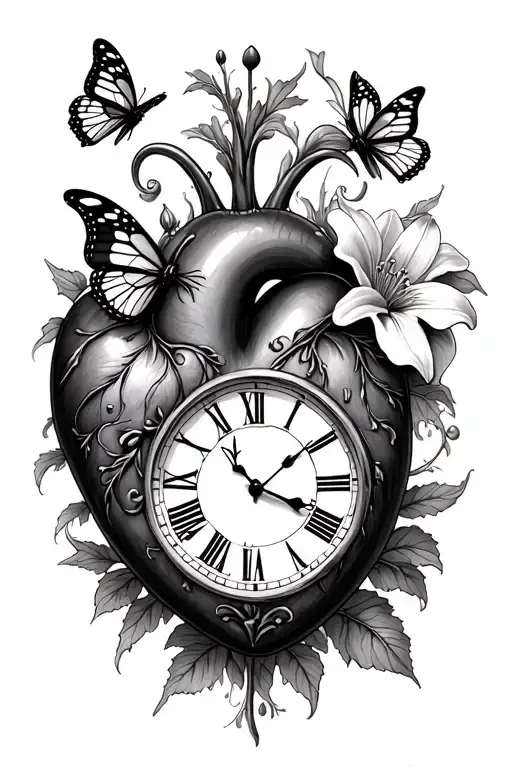 Susan Lilys Heart Clock And Butterfly's