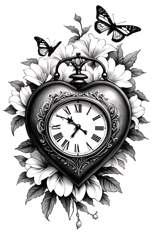 Susan Lilys Heart Shaped Clock And Butterfly's
