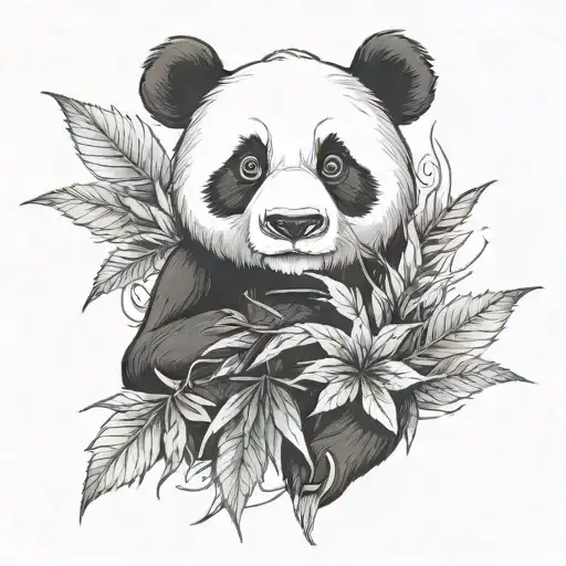 Panda With Weed Leaf
