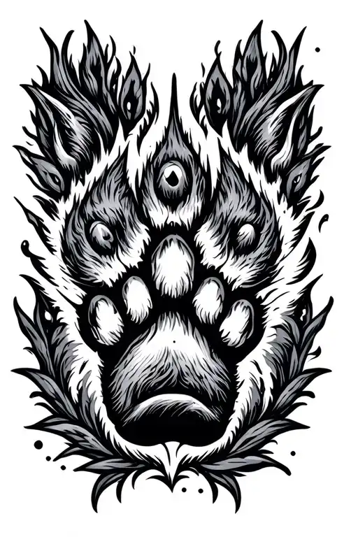 Wolf Paw Print Surrounded