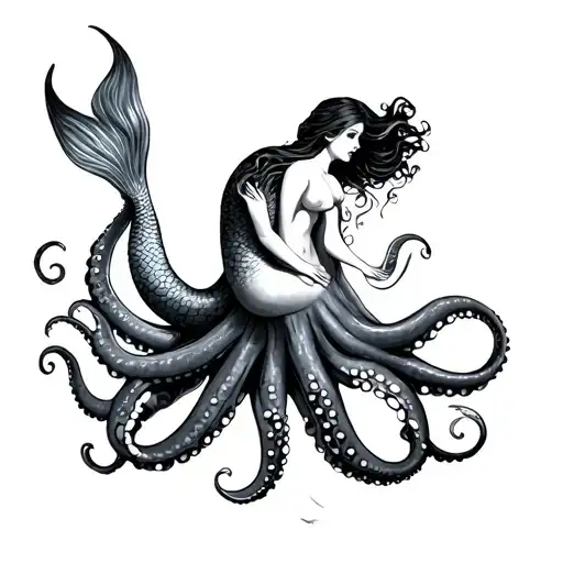 Mermaid Riding An Octopus