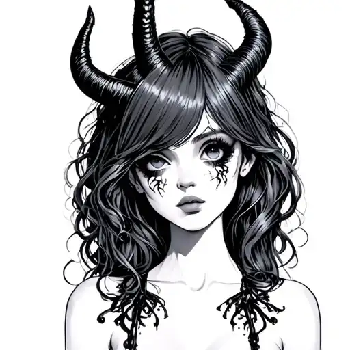 Goth Devil Girl One Piece Swimwear