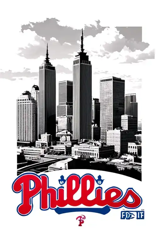 Philadelphia Skyline With Phillies P